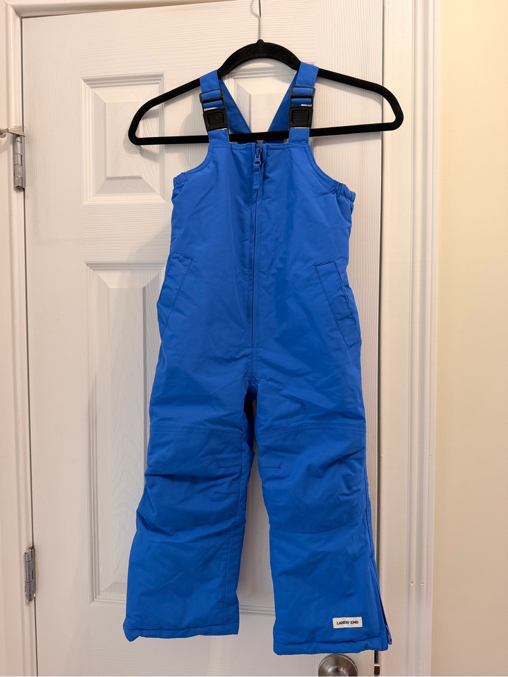 Lands' End Cobalt Blue Kids Squall Waterproof Insulated Iron Knee Snow Bibs - Picture 3 of 5
